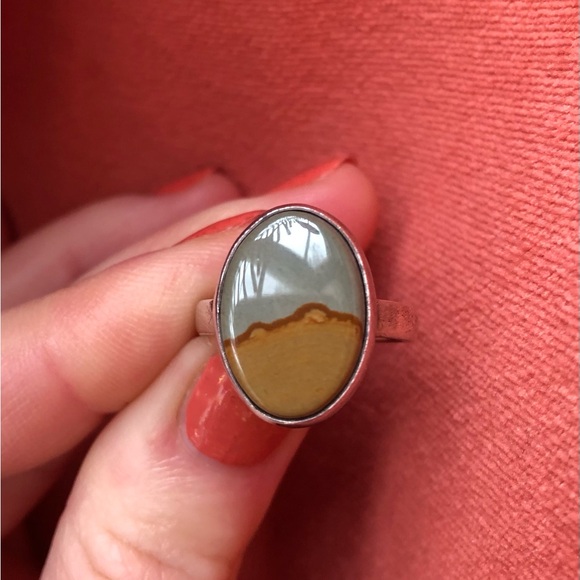 Oval Picture Jasper Sterling Silver Ring size 6.75 - Picture 8 of 9